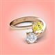 4 - Jianna 6.00 mm Cushion Lab Created Yellow Sapphire and Round White Sapphire 2 Stone Promise Ring 