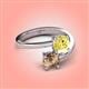 4 - Jianna 6.00 mm Cushion Lab Created Yellow Sapphire and Round Smoky Quartz 2 Stone Promise Ring 