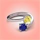 4 - Jianna 6.00 mm Cushion Lab Created Yellow Sapphire and Round Blue Sapphire 2 Stone Promise Ring 