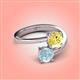 4 - Jianna 6.00 mm Cushion Lab Created Yellow Sapphire and Round Aquamarine 2 Stone Promise Ring 