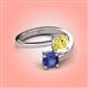 4 - Jianna 6.00 mm Cushion Lab Created Yellow Sapphire and Round Iolite 2 Stone Promise Ring 