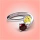 4 - Jianna 6.00 mm Cushion Lab Created Yellow Sapphire and Round Red Garnet 2 Stone Promise Ring 