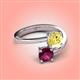 4 - Jianna 6.00 mm Cushion Lab Created Yellow Sapphire and Round Rhodolite Garnet 2 Stone Promise Ring 
