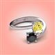 4 - Jianna 6.00 mm Cushion Lab Created Yellow Sapphire and Round Black Diamond 2 Stone Promise Ring 