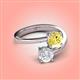 4 - Jianna 6.00 mm Cushion Lab Created Yellow Sapphire and Round White Sapphire 2 Stone Promise Ring 