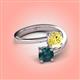 4 - Jianna 6.00 mm Cushion Lab Created Yellow Sapphire and Round London Blue Topaz 2 Stone Promise Ring 