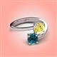 4 - Jianna 6.00 mm Cushion Lab Created Yellow Sapphire and Round Blue Diamond 2 Stone Promise Ring 