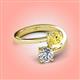 4 - Jianna 6.00 mm Cushion Lab Created Yellow Sapphire and Round Forever Brilliant Moissanite 2 Stone Promise Ring 