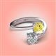 4 - Jianna 6.00 mm Cushion Lab Created Yellow Sapphire and Round Forever One Moissanite 2 Stone Promise Ring 