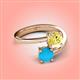 4 - Jianna 6.00 mm Cushion Lab Created Yellow Sapphire and Round Turquoise 2 Stone Promise Ring 