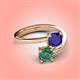 4 - Jianna 6.00 mm Cushion Lab Created Blue Sapphire and Round Lab Created Alexandrite 2 Stone Promise Ring 