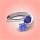 4 - Jianna 6.00 mm Cushion Lab Created Blue Sapphire and Round Tanzanite 2 Stone Promise Ring 