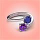 4 - Jianna 6.00 mm Cushion Lab Created Blue Sapphire and Round Amethyst 2 Stone Promise Ring 