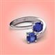 4 - Jianna 6.00 mm Cushion Lab Created Blue Sapphire and Round Iolite 2 Stone Promise Ring 