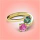 4 - Jianna 6.00 mm Cushion Lab Created Alexandrite and Round Lab Created Pink Sapphire 2 Stone Promise Ring 