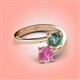 4 - Jianna 6.00 mm Cushion Lab Created Alexandrite and Round Lab Created Pink Sapphire 2 Stone Promise Ring 
