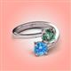 4 - Jianna 6.00 mm Cushion Lab Created Alexandrite and Round Blue Topaz 2 Stone Promise Ring 
