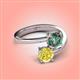 4 - Jianna 6.00 mm Cushion Lab Created Alexandrite and Round Yellow Diamond 2 Stone Promise Ring 