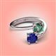 4 - Jianna 6.00 mm Cushion Lab Created Alexandrite and Round Blue Sapphire 2 Stone Promise Ring 