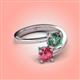 4 - Jianna 6.00 mm Cushion Lab Created Alexandrite and Round Pink Tourmaline 2 Stone Promise Ring 