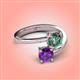 4 - Jianna 6.00 mm Cushion Lab Created Alexandrite and Round Amethyst 2 Stone Promise Ring 