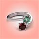 4 - Jianna 6.00 mm Cushion Lab Created Alexandrite and Round Red Garnet 2 Stone Promise Ring 
