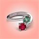 4 - Jianna 6.00 mm Cushion Lab Created Alexandrite and Round Ruby 2 Stone Promise Ring 