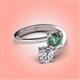 4 - Jianna 6.00 mm Cushion Lab Created Alexandrite and Round Forever Brilliant Moissanite 2 Stone Promise Ring 