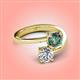 4 - Jianna 6.00 mm Cushion Lab Created Alexandrite and Round Forever Brilliant Moissanite 2 Stone Promise Ring 