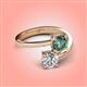 4 - Jianna 6.00 mm Cushion Lab Created Alexandrite and Round Forever One Moissanite 2 Stone Promise Ring 