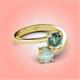 4 - Jianna 6.00 mm Cushion Lab Created Alexandrite and Round Opal 2 Stone Promise Ring 