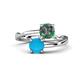 1 - Jianna 6.00 mm Cushion Lab Created Alexandrite and Round Turquoise 2 Stone Promise Ring 