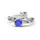 1 - Jianna 6.00 mm Cushion Forever Brilliant Moissanite and Round Tanzanite 2 Stone Promise Ring 