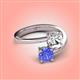 4 - Jianna 6.00 mm Cushion Forever Brilliant Moissanite and Round Tanzanite 2 Stone Promise Ring 