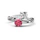 1 - Jianna 6.00 mm Cushion Forever Brilliant Moissanite and Round Pink Tourmaline 2 Stone Promise Ring 