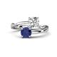 1 - Jianna 6.00 mm Cushion Forever Brilliant Moissanite and Round Iolite 2 Stone Promise Ring 