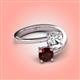 4 - Jianna 6.00 mm Cushion Forever Brilliant Moissanite and Round Red Garnet 2 Stone Promise Ring 