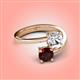 4 - Jianna 6.00 mm Cushion Forever Brilliant Moissanite and Round Red Garnet 2 Stone Promise Ring 