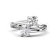 1 - Jianna 6.00 mm Cushion Forever Brilliant Moissanite and Round White Sapphire 2 Stone Promise Ring 