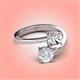 4 - Jianna 6.00 mm Cushion Forever Brilliant Moissanite and Round White Sapphire 2 Stone Promise Ring 