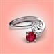 4 - Jianna 6.00 mm Cushion Forever Brilliant Moissanite and Round Ruby 2 Stone Promise Ring 