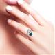3 - Jianna 6.00 mm Cushion Forever Brilliant Moissanite and Round Blue Diamond 2 Stone Promise Ring 