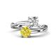 1 - Jianna 6.00 mm Cushion Forever Brilliant Moissanite and Round Yellow Diamond 2 Stone Promise Ring 