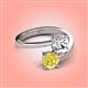 4 - Jianna 6.00 mm Cushion Forever Brilliant Moissanite and Round Yellow Diamond 2 Stone Promise Ring 
