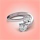 4 - Jianna 6.00 mm Cushion Forever Brilliant Moissanite and IGI Certified Round Lab Grown Diamond 2 Stone Promise Ring 