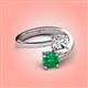 4 - Jianna 6.00 mm Cushion Forever One Moissanite and Round Emerald 2 Stone Promise Ring 