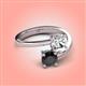 4 - Jianna 6.00 mm Cushion Forever One Moissanite and Round Black Diamond 2 Stone Promise Ring 