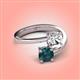 4 - Jianna 6.00 mm Cushion Forever One Moissanite and Round London Blue Topaz 2 Stone Promise Ring 