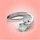4 - Jianna 6.00 mm Cushion Forever Brilliant Moissanite and Round Opal 2 Stone Promise Ring 