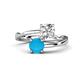 1 - Jianna 6.00 mm Cushion Forever Brilliant Moissanite and Round Turquoise 2 Stone Promise Ring 